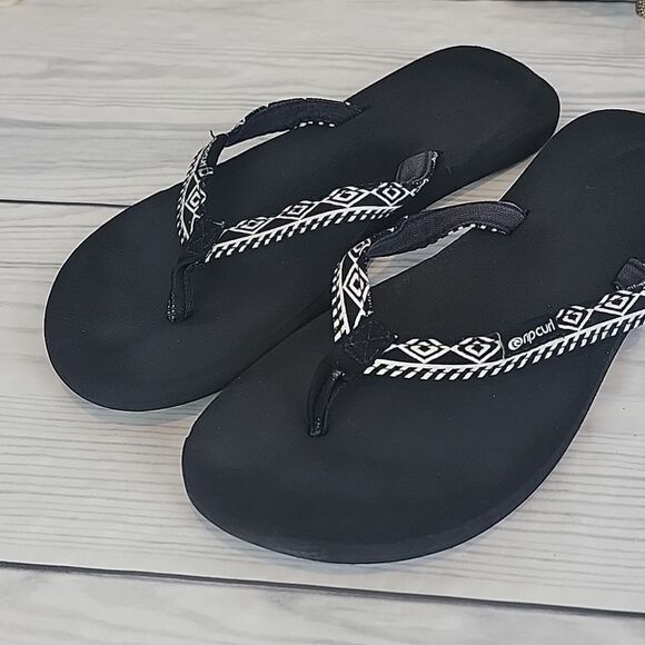 Rip Curl Freedom flip flops black and white Women's Size 8 - Picture 8 of 8